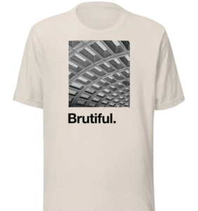 T-shirt featuring image of Metro station ceiling above caption, Brutiful
