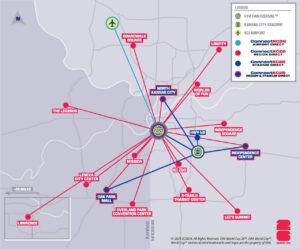 Regional map of KC2026 transportation around FIFA World Cup