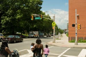 Pedestrians begin to cross intersection at County Route 510 in Newark.